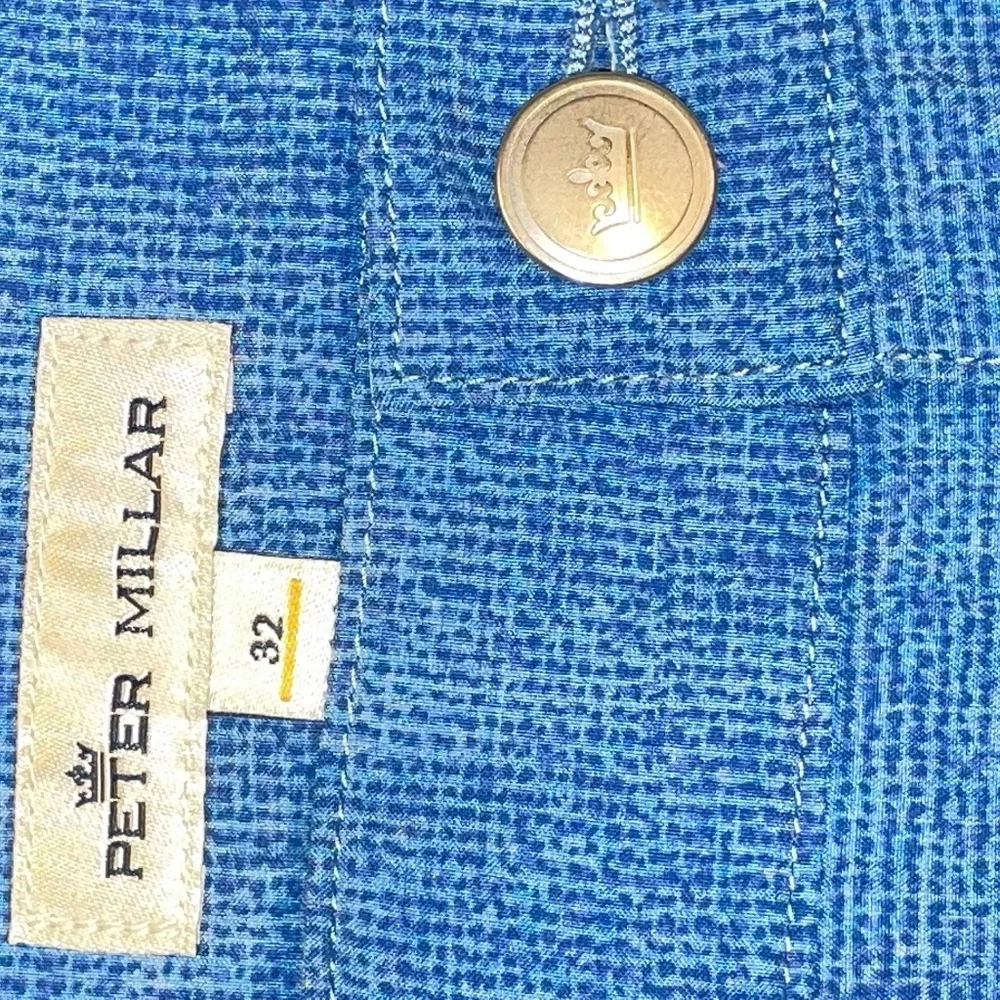 Men's Peter Millar‎ Performance Golf Casual Blue Chino Shorts Inseam 10